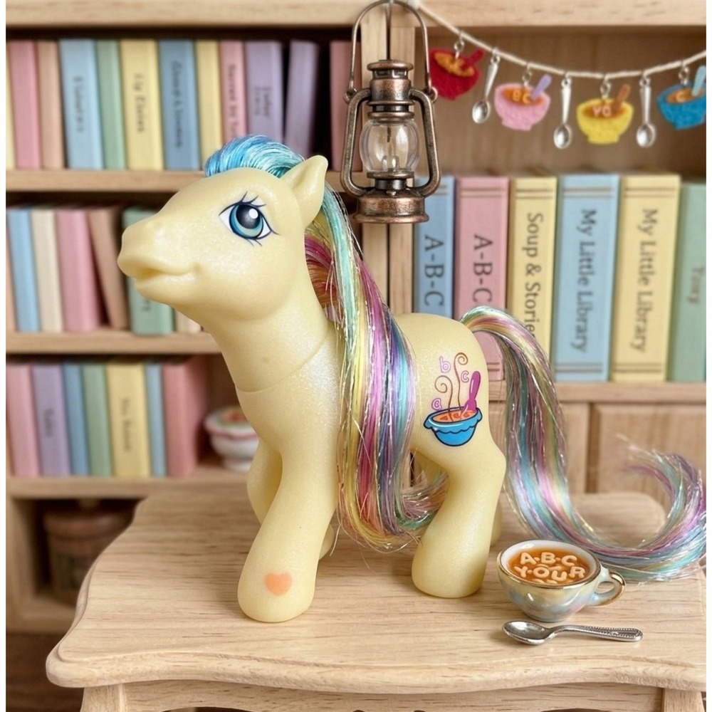 Vintage G3 My Little Pony Alphabittle Soup Bowl Pink Blue Alphabet MLP Hasbro